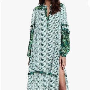 NWT R. Vivimos Maxi Dress with Slit Green White M